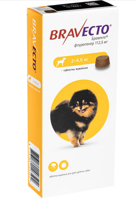 Таблетки Бравекто від бліх та кліщів для собак 2-4,5 кг MSD14650 фото