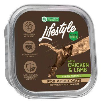 Влажный корм для взрослых стерилизованных котов с курицей и ягненком Nature's Protection Lifestyle adult (suitable for sterilized) with Chicken&Lamb, 85 г KIKLS45720 фото