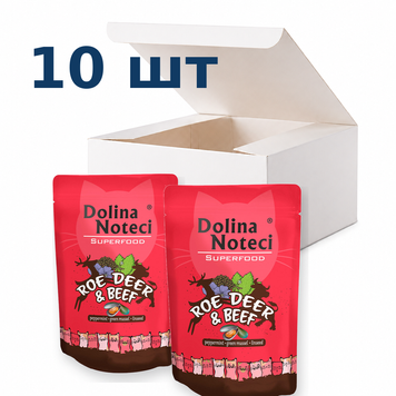 Вологий корм для котів Dolina Noteci Superfood з косулею та яловичиною, 85 г * 10 шт DN 85 (722)_box фото