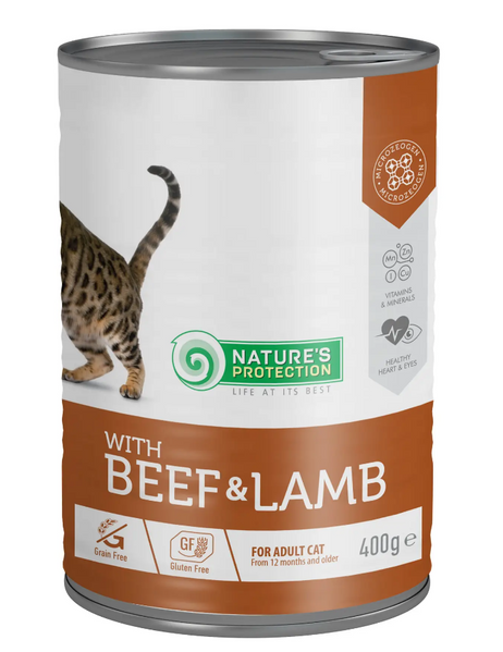 Влажный корм для взрослых кошек с говядиной и ягненком Nature's Protection with Beef & Lamb 400 г KIK45607 фото