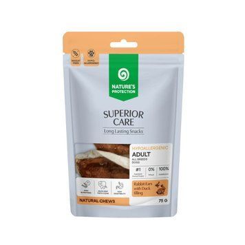 Ласощі для собак кролячі вушка з начинкою з качки, 75 г Nature's Protection Superior Care Rabbit Ears with Duck Filling KIKNPSC70540 фото