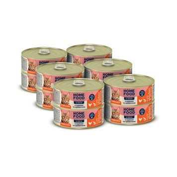 Повнораціонний вологий корм HOME FOOD для стерилізованих/кастрованих дорослих котів з куркою та креветкою в желе, 85 г * 12 шт 7010055-12 фото