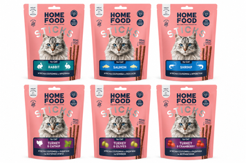 Набір беззернових ласощів для котів HOME FOOD &laquo;Котячий гурман&raquo;, м'ясна соломка асорті, 6 шт &times; 40 г 70100_box3 фото