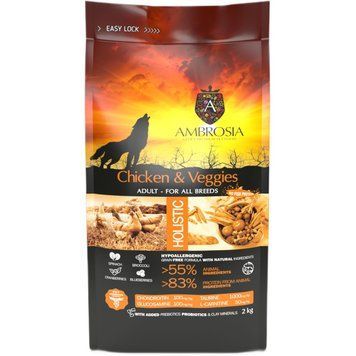 Беззерновой корм Ambrosia Grain free с курицей и овощами для взрослых собак всех пород 2кг 5652 фото