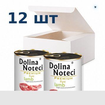 Вологий корм для собак, схильних до алергії Dolina Noteci Premium Pure з ягням, 800 г * 12 шт DN 800 (618)_box фото