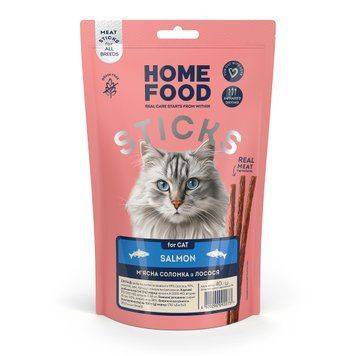 Ласощі для котів HOME FOOD М&rsquo;ясна соломка з лосося, 40 г 7010029 фото