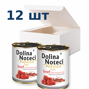 Вологий корм для собак, схильних до алергії Dolina Noteci Premium Pure з яловичиною та коричневим рисом, 800 г * 12 шт DN 800 (601)_box фото