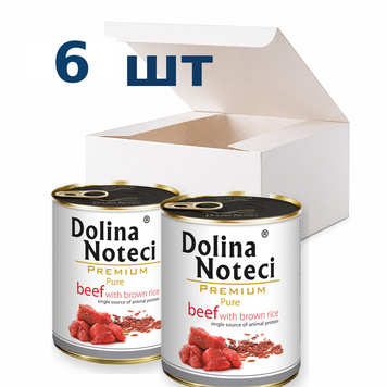 Вологий корм для собак, схильних до алергії Dolina Noteci Premium Pure з яловичиною та коричневим рисом, 800 г * 6 шт DN 800 (601)-6 фото