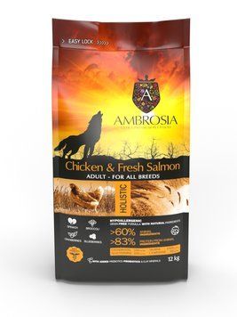 Беззерновой корм Ambrosia Grain free с курицей и свежим лососем для взрослых собак всех пород 12кг 5655 фото