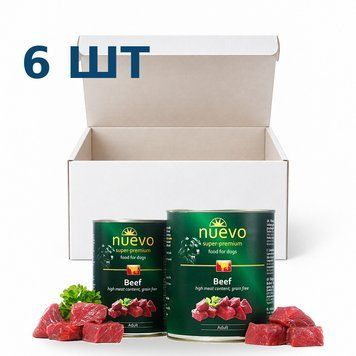 Консерва для собак NUEVO ADULT з яловичиною, 800 г * 6 шт 95005-6 фото