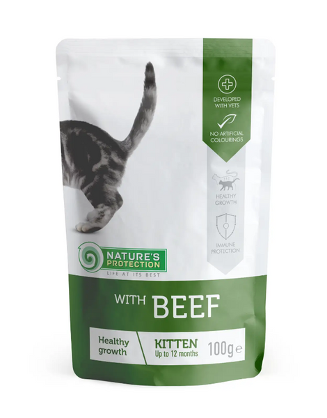 Влажный корм для здорового развития котят с говядиной Nature‘s Protection Kitten Healthy Growth with Beef 100г KIK45278 фото